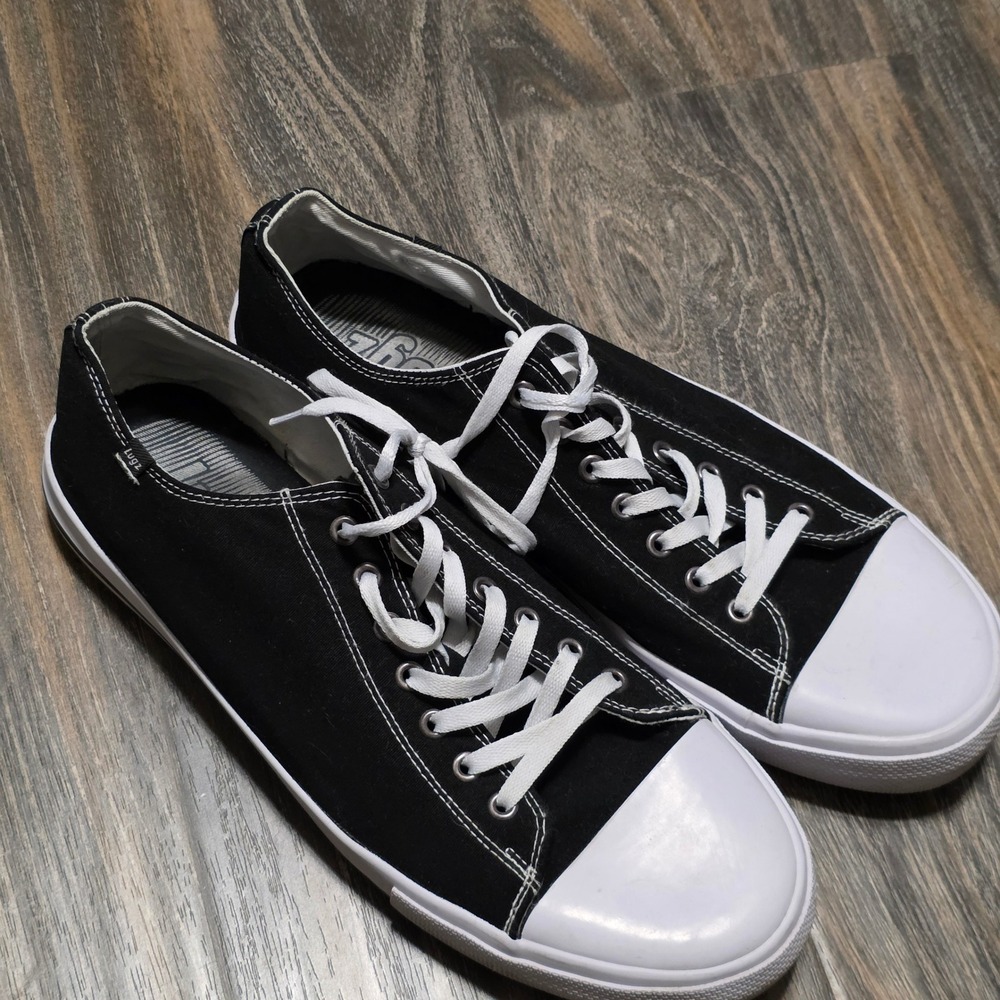 Lugz Rover Low Men Black White Canvas Sneakers MROVELC-060 Size 13